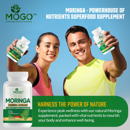 MOGO Organic Moringa Capsules 180ct | Made in USA | No Fillers