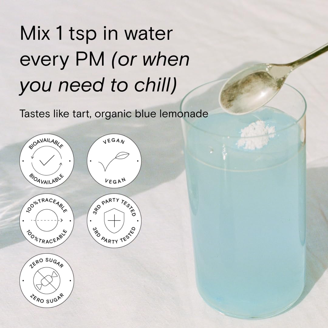 Moon Juice Magnesi-Om Blue Lemon Sticks – Magnesio + L-Teanina para la Calma, la Salud Cerebral y la Regularidad