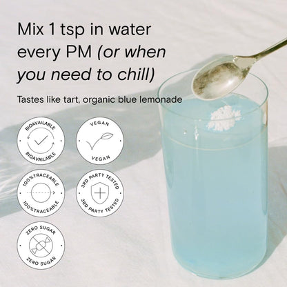 Moon Juice Magnesi-Om Blue Lemon Sticks – Magnesio + L-Teanina para la Calma, la Salud Cerebral y la Regularidad