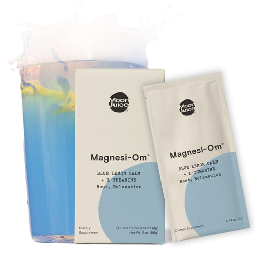 Moon Juice Magnesi-Om Blue Lemon Sticks – Magnesio + L-Teanina para la Calma, la Salud Cerebral y la Regularidad