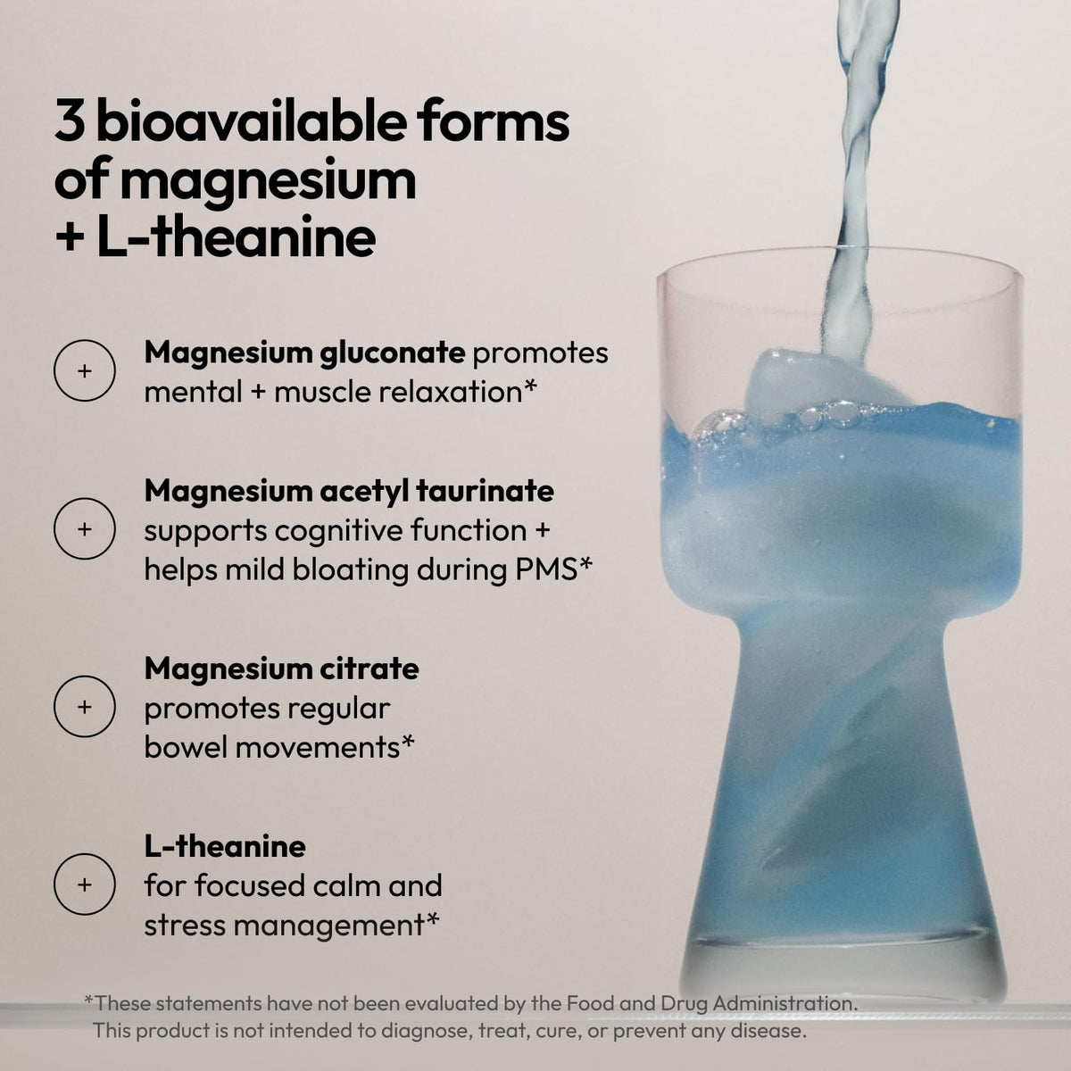 Moon Juice Magnesi-Om Magnesio en polvo – Magnesio quelado + L-Teanina para el descanso, la relajación y la regularidad – Vegano y sin OMG – Limón azul, 4.2 oz