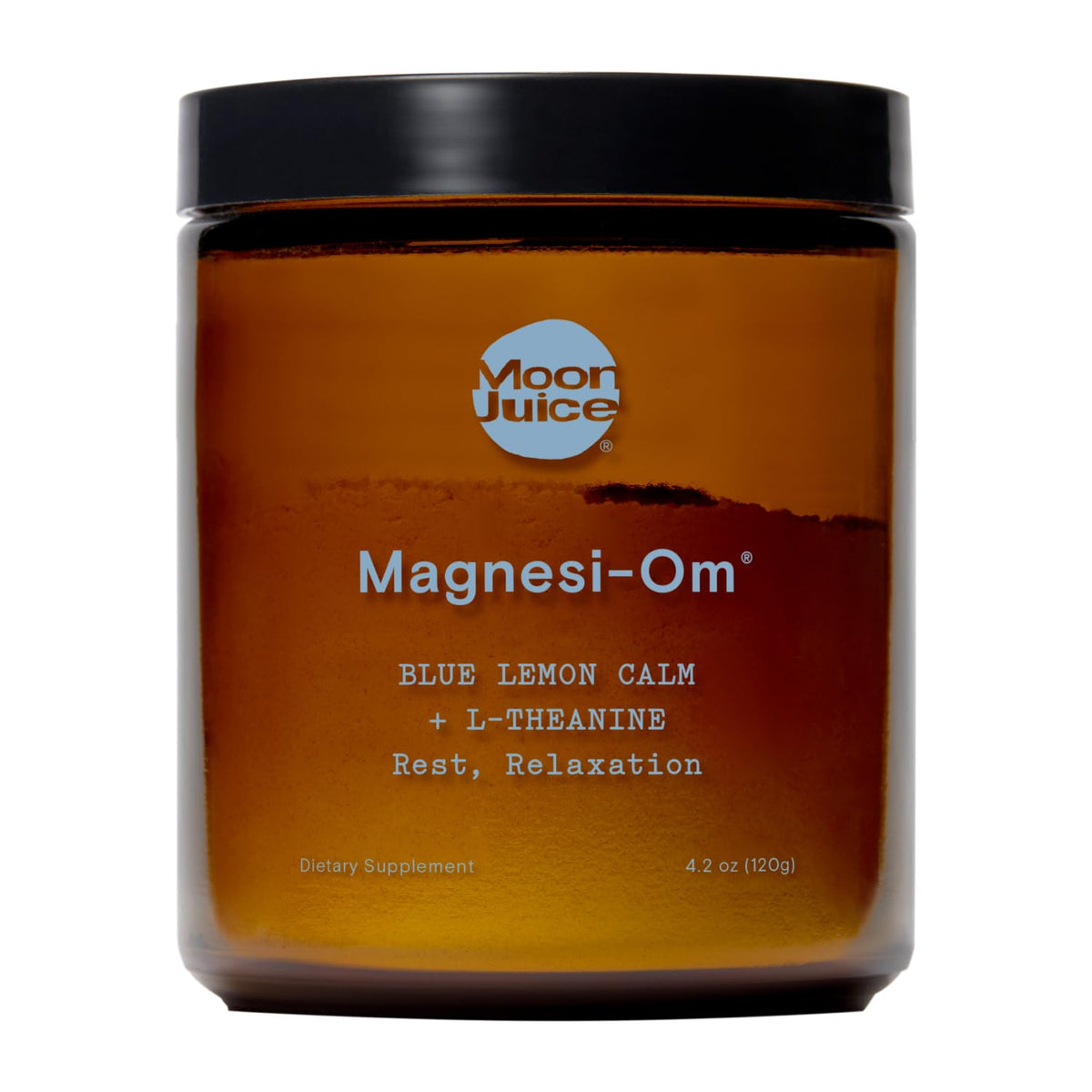 Moon Juice Magnesi-Om Magnesio en polvo – Magnesio quelado + L-Teanina para el descanso, la relajación y la regularidad – Vegano y sin OMG – Limón azul, 4.2 oz