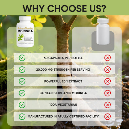 Golden Chapter Cápsulas de Moringa con Hierro, Magnesio, B12 y Vitamina C, 60 unidades