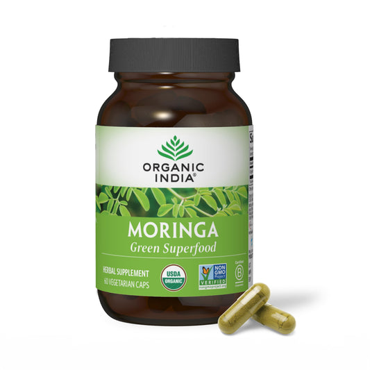 Organic India Cápsulas Vegetales de Hojas de Moringa 60 ud. | Superalimento Vegano