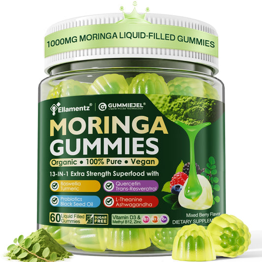 Gomitas de Moringa 1000mg Sin Azúcar 13 en 1 | 60 unidades | Hecho en EE. UU.