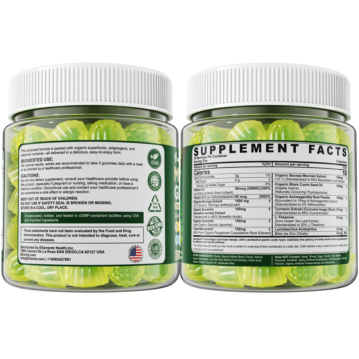 Moringa Gummies 1000mg Sugar-Free 13-in-1 | 60ct | USA Made