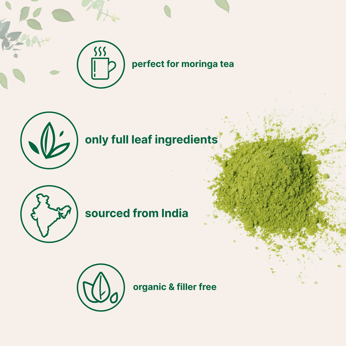 Moringa Oleifera Ecológica en Polvo 907g | Cultivada en India | Superalimento Vegano