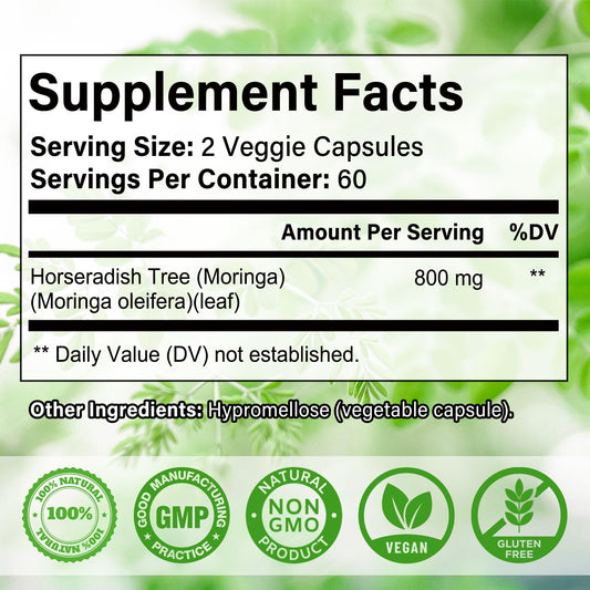 Balincer Cápsulas de Moringa en Polvo 800mg | 240 Cápsulas Veganas