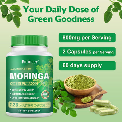 Balincer Cápsulas de Moringa en Polvo 800mg | 240 Cápsulas Veganas