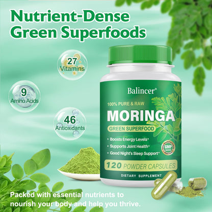 Balincer Cápsulas de Moringa en Polvo 800mg | 240 Cápsulas Veganas