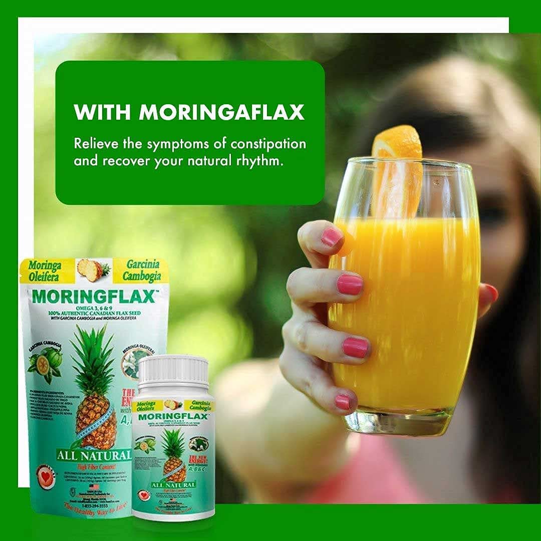 Moringflax Semilla de lino natural con Garcinia y Moringa 16oz Paquete de 2