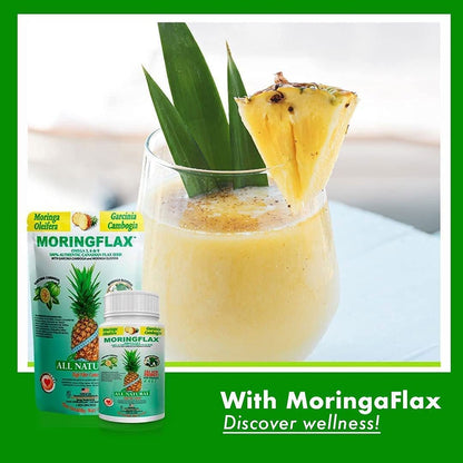 Moringflax Semilla de lino natural con Garcinia y Moringa 16oz Paquete de 2