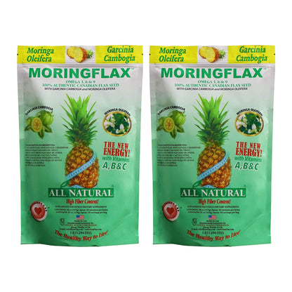 Moringflax Semilla de lino natural con Garcinia y Moringa 16oz Paquete de 2