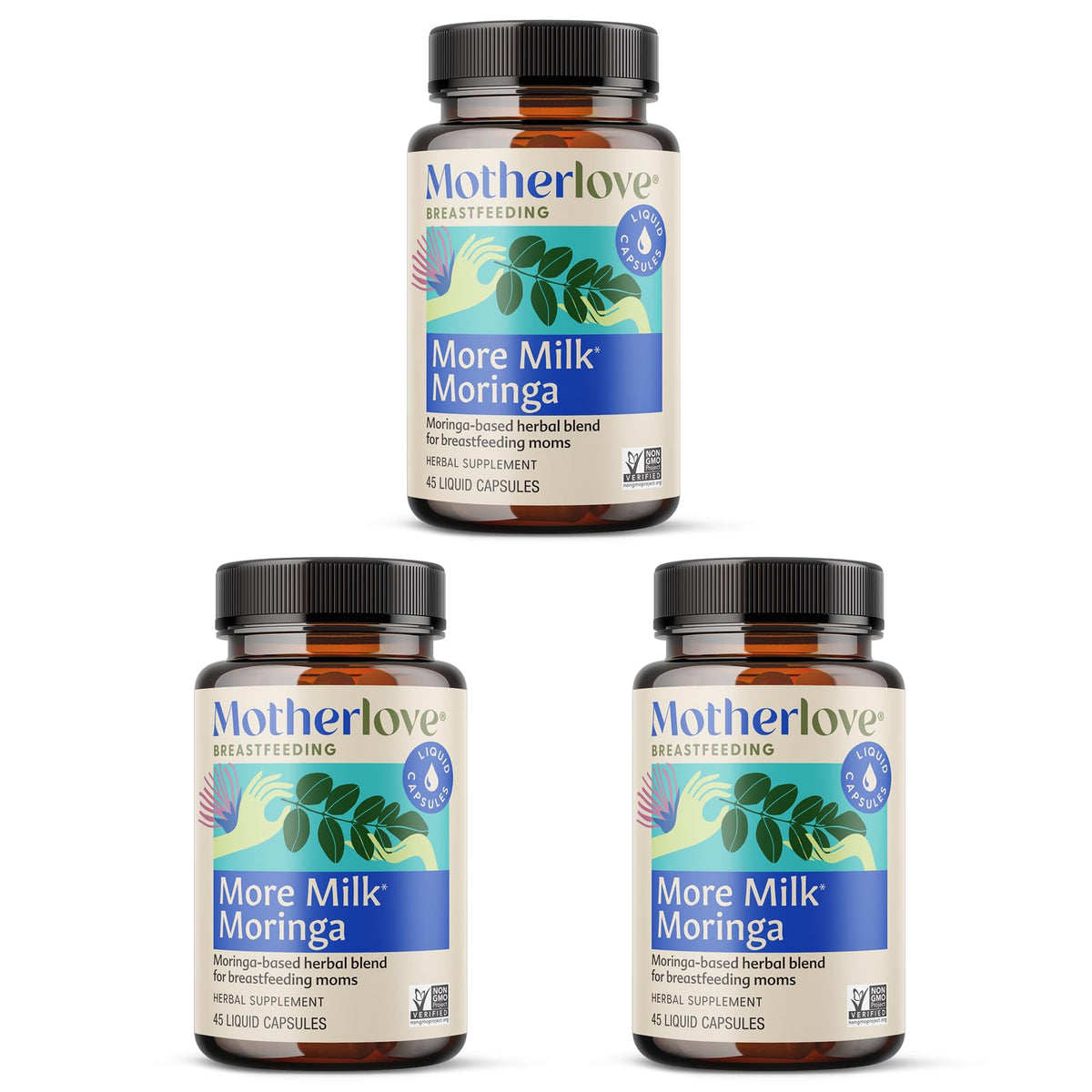 Motherlove More Milk Moringa Lactation Capsules 135ct | Fenugreek-Free