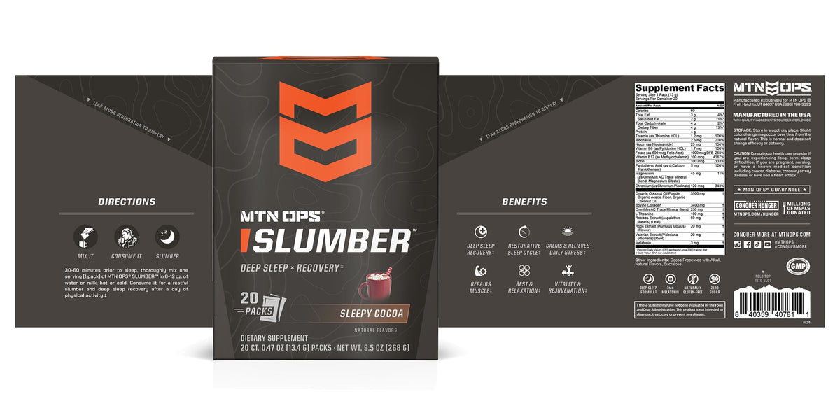 MTN OPS Slumber – Ayuda para dormir para un sueño profundo y recuperación muscular 20 porciones