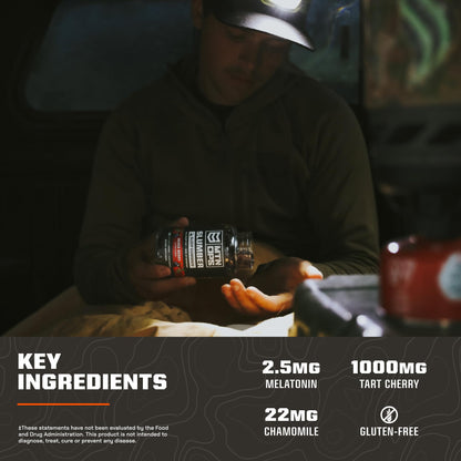 MTN OPS Slumber Sleep Gummies – Cereza Ácida 1000mg y Melatonina 2.5mg | Bayas Mixtas | 60 Porciones