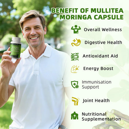 Mulittea Cápsulas de Moringa 1000mg 7-en-1 | Paquete de 2, 120 Cápsulas Veganas