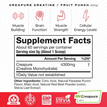 Muscle Feast Creapure Creatine – Fruit Punch 300g - Calm Era