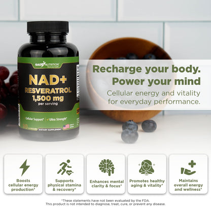 Gade Nutrition NAD+ con Resveratrol – Envejecimiento saludable y antioxidante | Hecho en EE. UU.