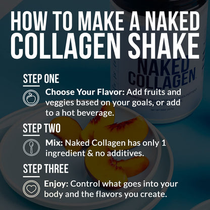 NAKED Collagen Peptides Powder – De animales criados en pastos, sin sabor, 60 porciones