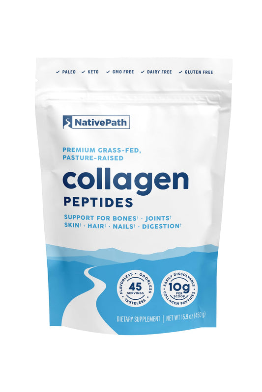 Proteína de péptidos de colágeno NativePath – Colágeno hidrolizado tipo 1 y 3 en polvo para piel, cabello y uñas – 15.9 oz (45 porciones)