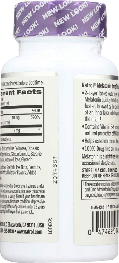 Natrol Melatonin 3 mg Time Release Sleep Tablets, Vitamin B6 — 4-Pack (100 ea) - Calm Era
