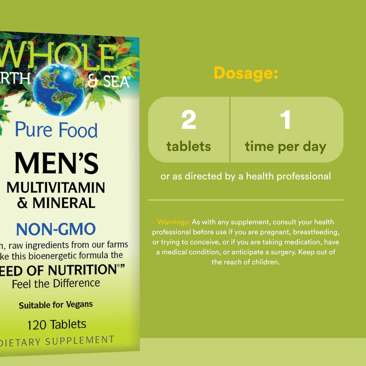 Natural Factors Whole Earth & Sea Multivitamínico para Hombres — 120 Comprimidos