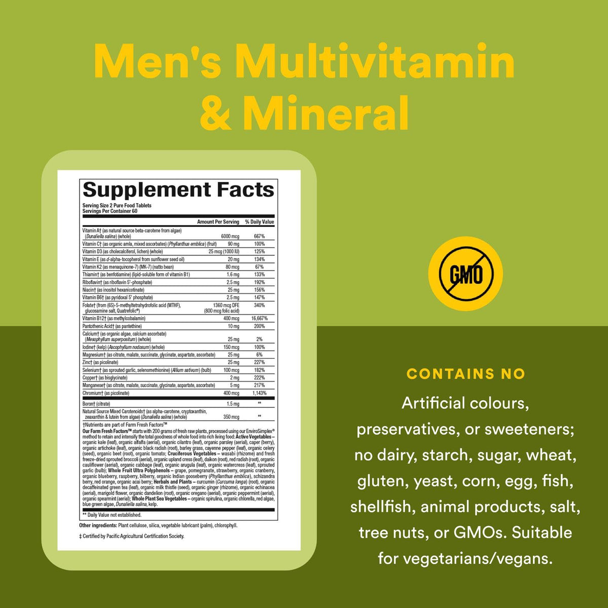 Natural Factors Whole Earth & Sea Multivitamínico para Hombres — 120 Comprimidos