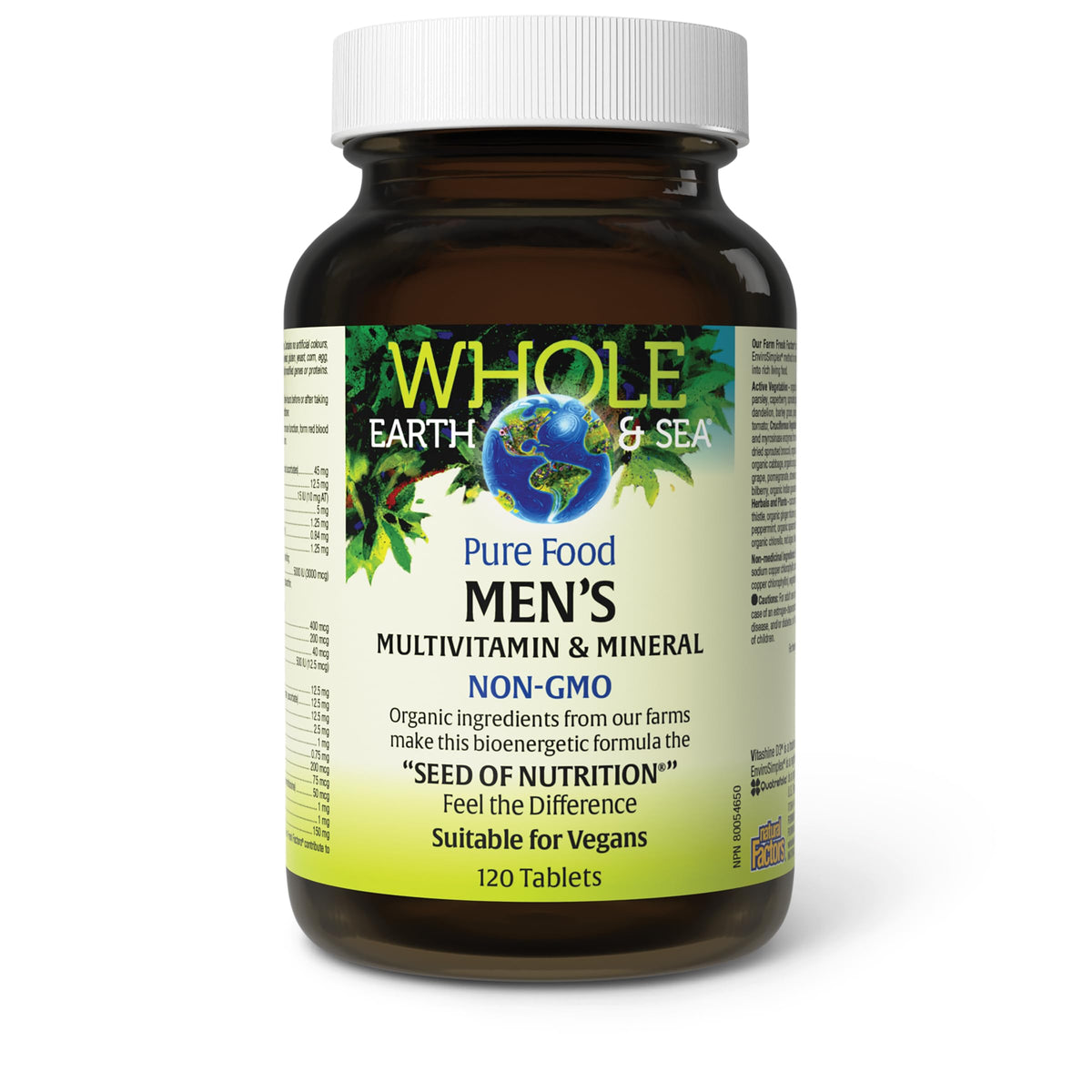 Natural Factors Whole Earth & Sea Multivitamínico para Hombres — 120 Comprimidos