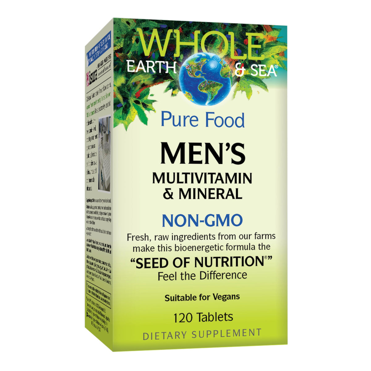 Box of Whole Earth & Sea Men's Multivitamin & Mineral supplement on a white background