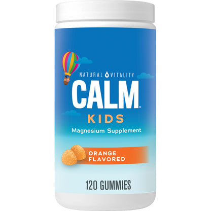 Natural Vitality Calm Kids magnesium supplement container on a white background