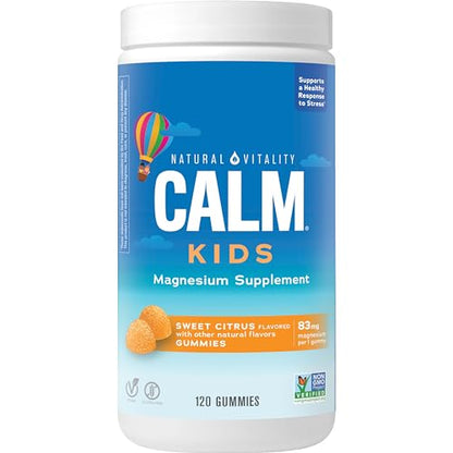 Natural Vitality CALM Kids Magnesio Gomitas – Alivio del Estrés y Sueño | 120 Gomitas