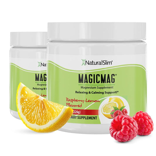 NaturalSlim MagicMag Citrato de Magnesio Puro en Polvo – Mezcla para bebida sabor frambuesa y limón, 8 oz (paquete de 2)