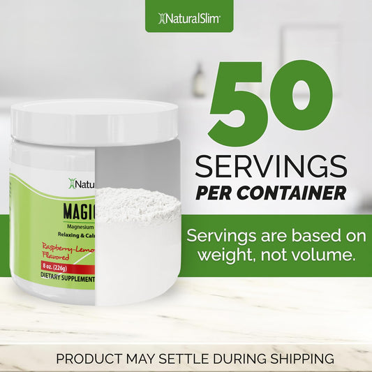NaturalSlim MagicMag Citrato de Magnesio Puro en Polvo – Mezcla para bebida sabor frambuesa y limón, 8 oz (paquete de 2)