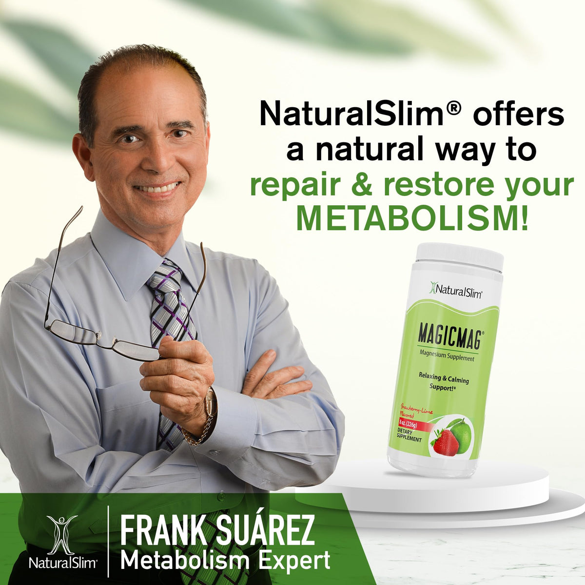 NaturalSlim MagicMag Pure Magnesium Citrate Powder – Strawberry Lime Drink Mix (8oz, 2 Pack) - Calm Era