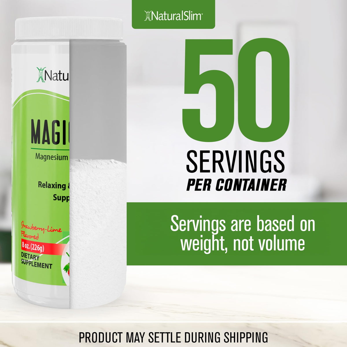 NaturalSlim MagicMag Pure Magnesium Citrate Powder – Strawberry Lime Drink Mix (8oz, 2 Pack) - Calm Era