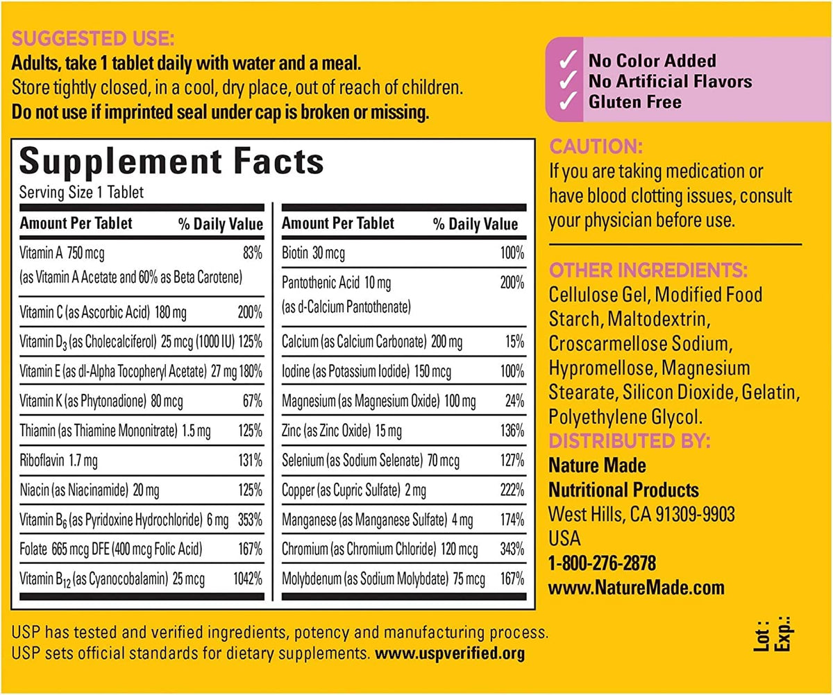 Nature Made Multi for Her 50+ Vitamin/Mineral Tablets 90 ea — Pack of 4 - Calm Era