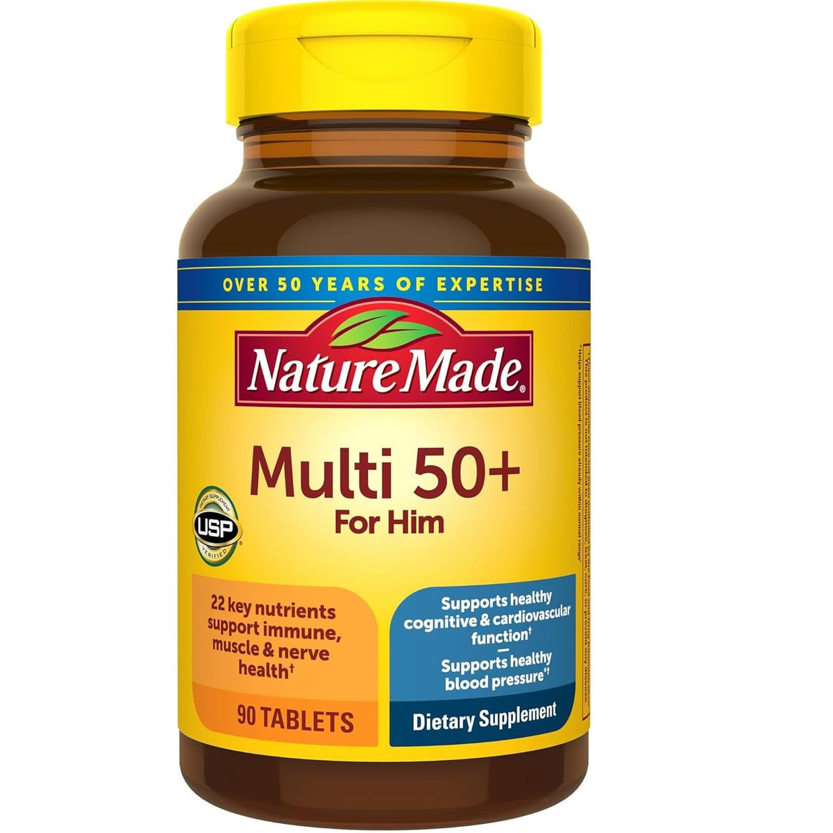 Nature Made Multi for Him 50+ – 90 Tablets per Bottle x 4 Pack | Iron-Free - Calm Era