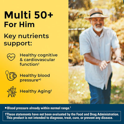 Nature Made Multi for Him 50+ – 90 Tablets per Bottle x 4 Pack | Iron-Free - Calm Era
