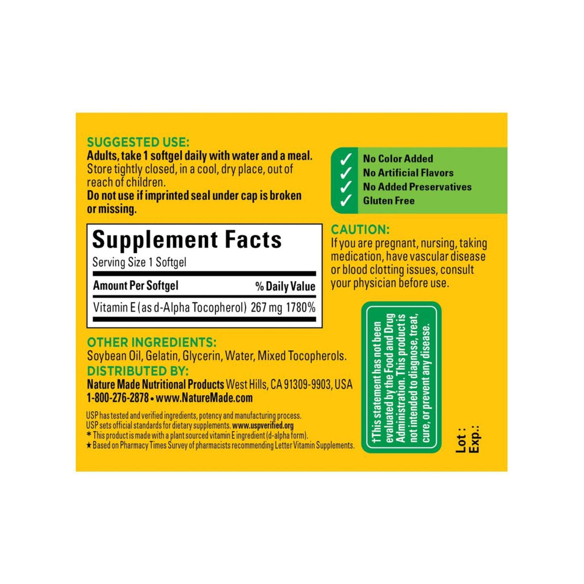 Nature Made Plant Sourced Vitamin E 267 mg (400 IU) d-Alpha Softgels – 3-Pack, 100 Softgels Each - Calm Era