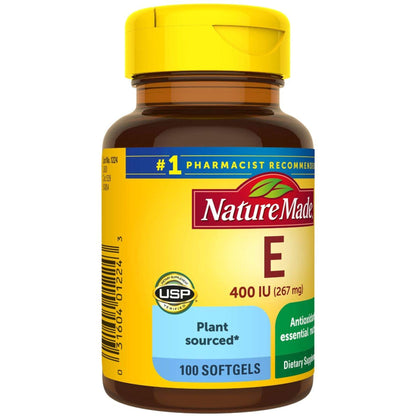 Nature Made Plant Sourced Vitamin E 267 mg (400 IU) d-Alpha Softgels – 3-Pack, 100 Softgels Each - Calm Era