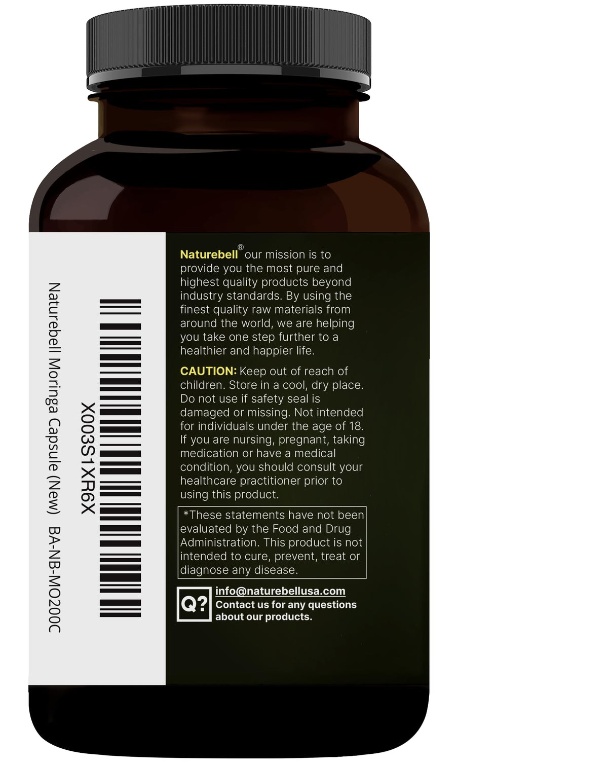 NatureBell Cápsulas de Moringa Pura 800mg | 240 cápsulas para 4 meses