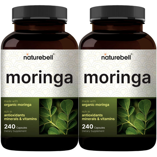 NatureBell Cápsulas de Moringa Pura 8000mg | Paquete de 2 x 480 cápsulas, suministro para 8 meses