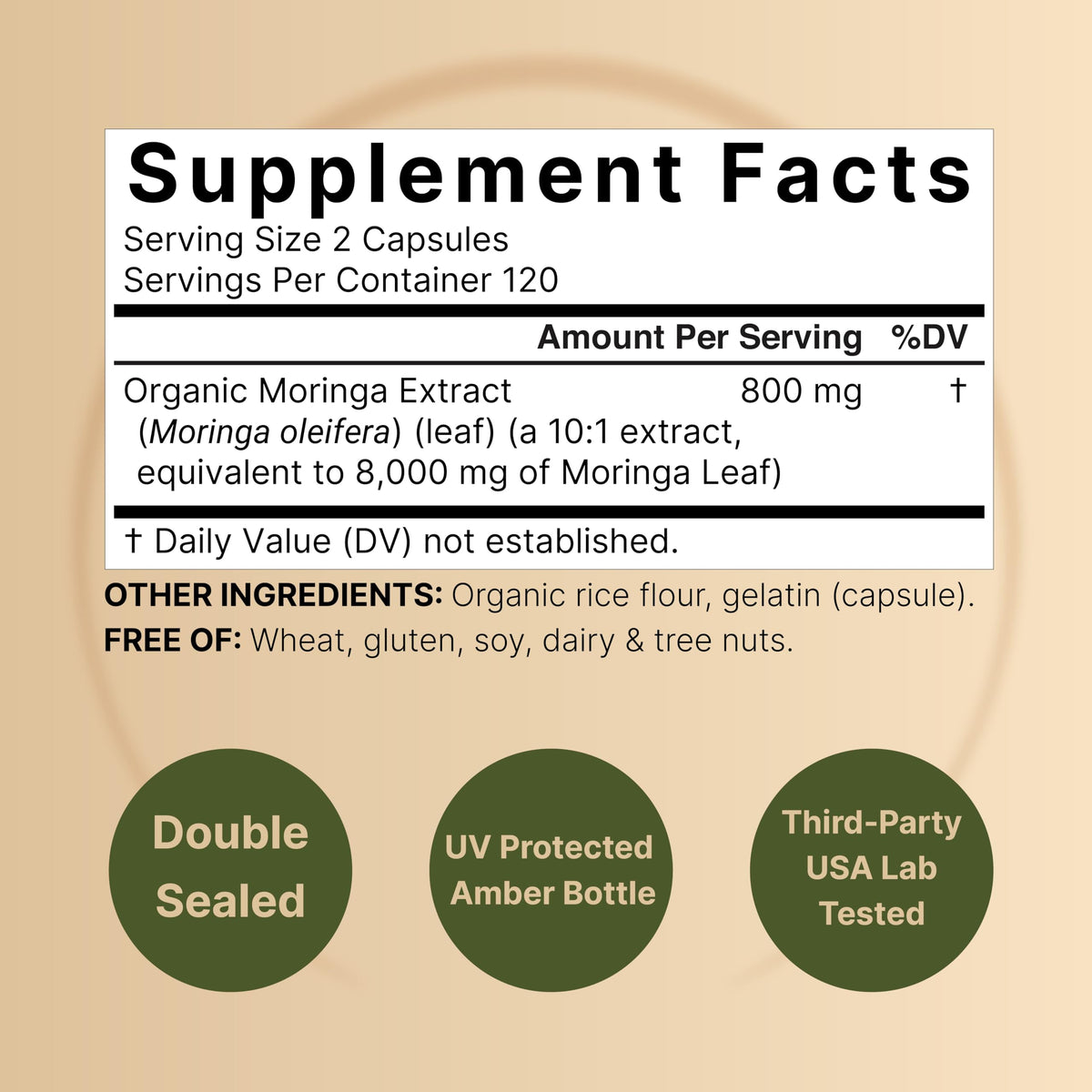NatureBell Cápsulas de Moringa Pura 8000mg | Paquete de 2 x 480 cápsulas, suministro para 8 meses