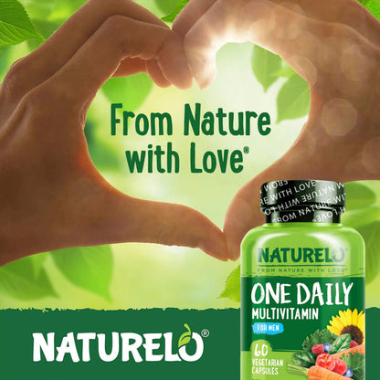 Multivitamínico para hombres NATURELO – Una cápsula diaria con vitaminas y minerales de alimentos integrales | 60 cápsulas