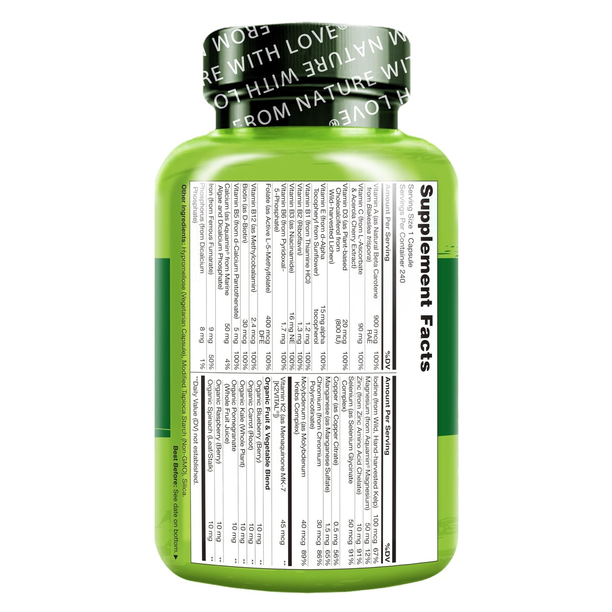 NATURELO One Daily Multivitamin for Women – 240 Ct | Vegan, Non-GMO, Gluten Free - Calm Era