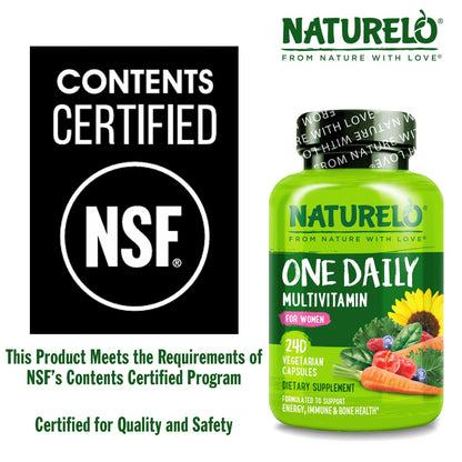 NATURELO One Daily Multivitamin for Women – 240 Ct | Vegan, Non-GMO, Gluten Free - Calm Era