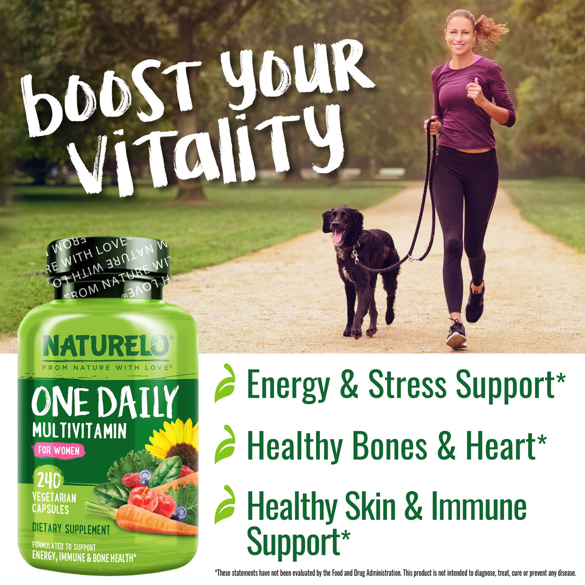 NATURELO One Daily Multivitamin for Women – 240 Ct | Vegan, Non-GMO, Gluten Free - Calm Era