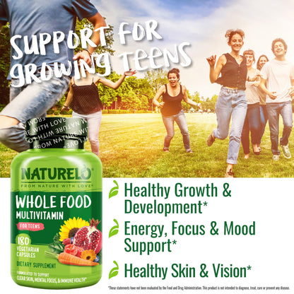 NATURELO Teen Multivitamin for Boys & Girls — 180 Plant-Based, Non-GMO, Vegetarian - Calm Era
