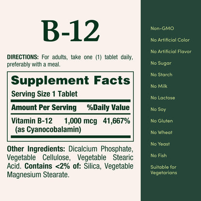 Nature’s Bounty Vitamin B12 1000 mcg, 200 Tablets